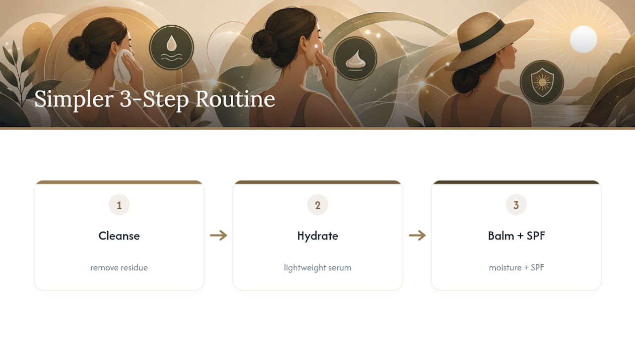 Three-step routine reducing sunscreen pilling