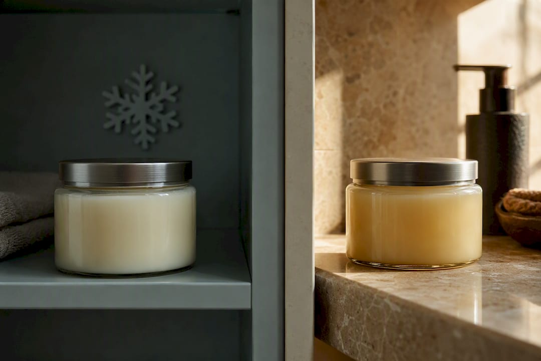Illustration comparing cool and warm tallow storage