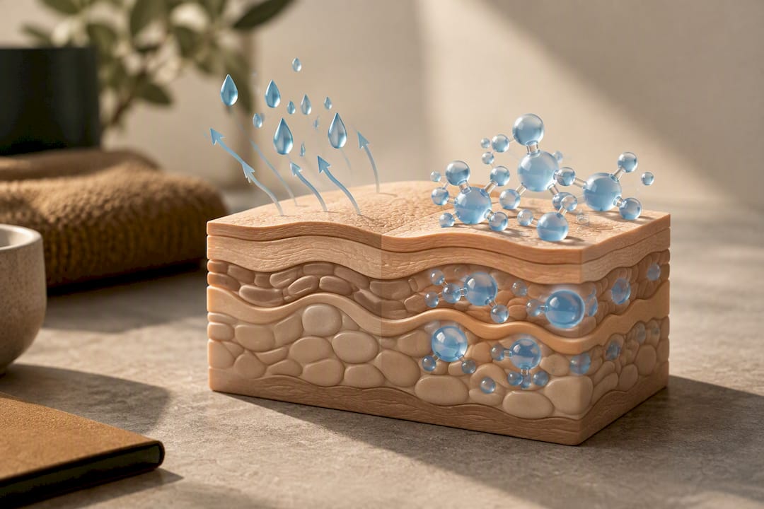 Illustration of skin water replenishment