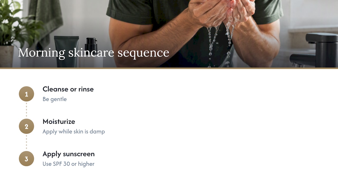 Three steps from cleansing to sunscreen
